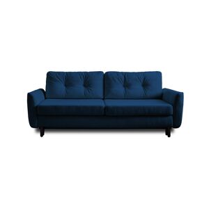 Lisa Design Canapé droit convertible 3 places en velours bleu nuit Bleu 220x90x100cm