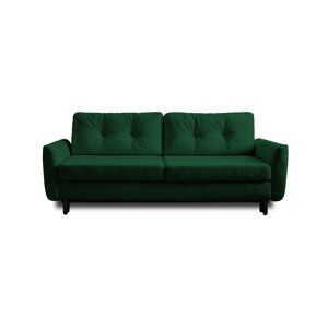 Lisa Design Canapé droit convertible 3 places en velours vert