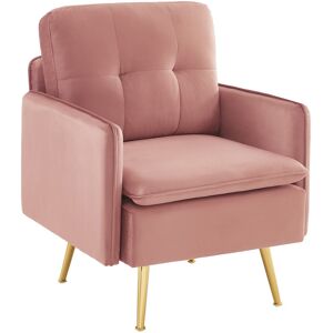 Baita Fauteuil velours rose poudré avec piètement en métal doré Rose 69x85x74cm