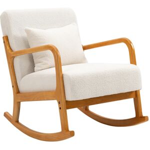 Nordlys Rocking chair en bois massif et bouclettes blanches