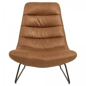 Meubles & Design Fauteuil design en cuir camel Marron 83x97x93cm