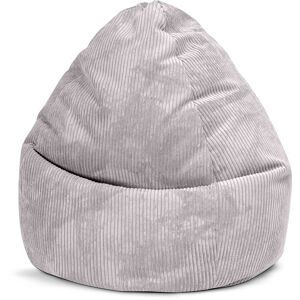 Sitting Point Pouf poire XXL d'interieur velours grosse cote gris clair 80x130cm