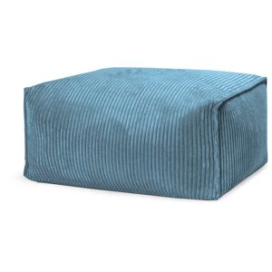 Sitting Point Pouf repose pied carré velours grosse cote bleu pétrole 55x65x35cm - Publicité