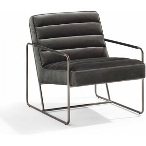 Oviala Fauteuil capitonné en velours vert gris Vert 66x71x83cm