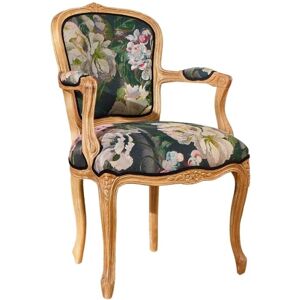 Robin des Bois Fauteuil cabriolet shabby chic en bois et tissu haute couture A motifs