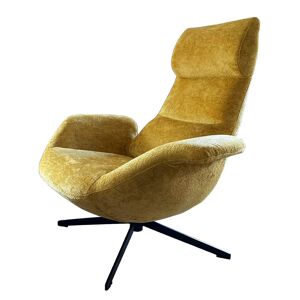 Mathi Design Fauteuil rotatif en velours jaune Jaune 83x100x92cm