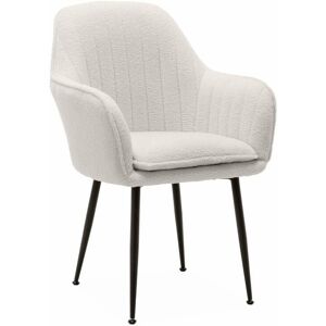 sweeek Fauteuil bouclette et pieds metal Blanc 57x84x59cm