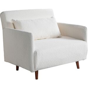 Drawer Fauteuil convertible en tissu bouclette ecru