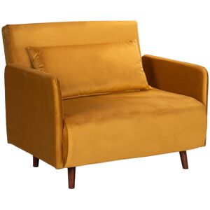 Drawer Fauteuil convertible en velours jaune moutarde