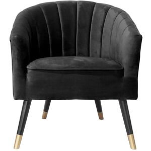 Leitmotiv Fauteuil effet velours noir Noir 70x80x71cm