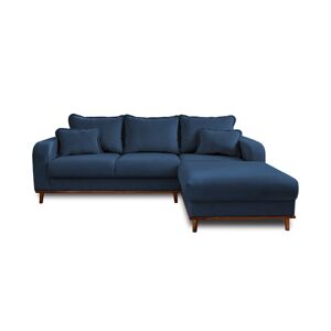 Lisa Design Canapé d'angle droit 4 places en velours côtelé bleu ardoise