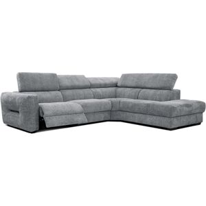 Courtois Laville Canape d'angle droit 5 places avec relax electrique tissu gris moyen