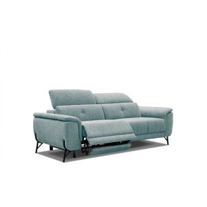 Courtois Laville Canape droit 3 places avec relax electrique a gauche tissu bleu clair