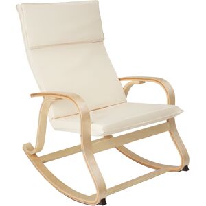 Tectake Fauteuil a bascule Avec des accoudoirs, cadre en bois de bouleau beige