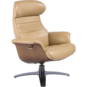 Angel Cerda Fauteuil pivotant rembourre cuir sable Beige 84x100x80cm