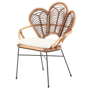 Fauteuil fleur en rotin avec pieds en métal marron