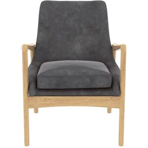 Zago Fauteuil velours gris pieds frêne naturel Gris 71x82x68cm