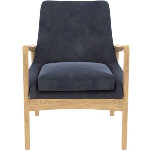 Zago Fauteuil velours bleu foncé pieds frêne naturel Bleu 71x82x68cm