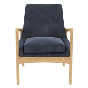 Zago Fauteuil velours bleu foncé pieds frêne naturel - Publicité