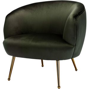 Moloo Fauteuil lounge en velours Army et pieds dorés Vert 71x73x75cm