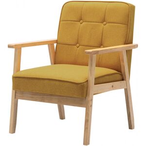 Moloo Fauteuil lounge en tissu Moutarde et bois massif Jaune 70x74x64cm