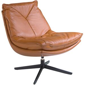 Angel Cerda Fauteuil pivotant cuir brun acier noir Marron 90x87x75cm