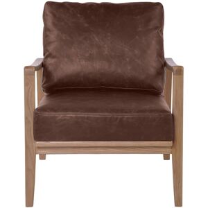 Zago Fauteuil cuir marron pieds frêne naturel - Publicité