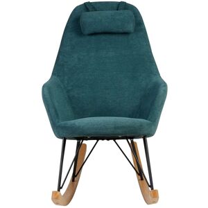 Zago Rocking-chair scandinave tissu vert canard - Publicité