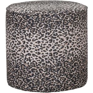 WOOOD Pouf rond en velours D46cm imprimé panthère Multicolore 46x46x46cm