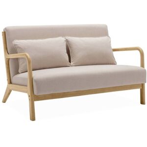 sweeek Banquette scandinave bois et tissu beige - Publicité