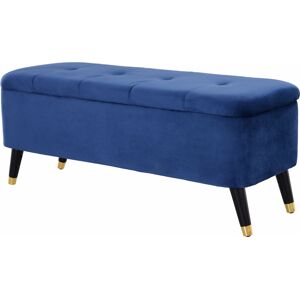 Homcom Banc coffre de rangement 2 en 1 velours capitonné bleu roi - Publicité