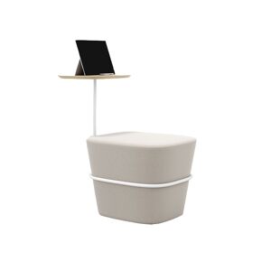 Space Planning Pouf en tissu blanc crème et tablette écritoire