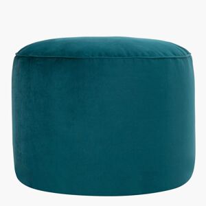 Icon Pouf repose-pieds rond velours bleu canard