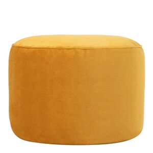 Icon Pouf repose-pieds rond velours jaune ocre