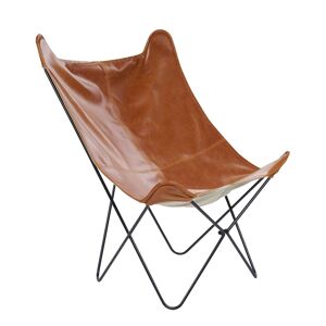 Beliani Fauteuil papillon en cuir PU marron Marron 70x99x85cm