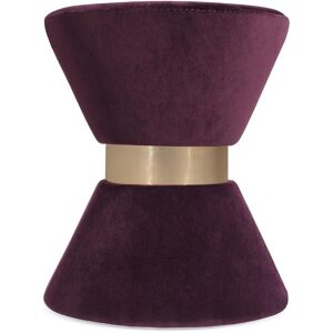 Ametto Pouf en velours violet et anneau en acier inoxydable