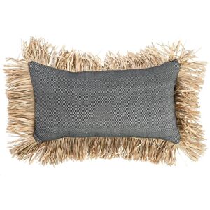 Bazar Bizar Coussin en coton et raphia noir naturel 30x50