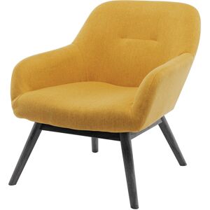 Moloo Fauteuil lounge en tissu trame Safran et pieds hevea teinte noir Jaune 63x70x67cm