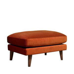 Drawer Pouf en velours pieds bois foncé rouille Orange 90x51x63cm