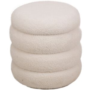 Nordlys Pouf en bouclettes blanches style scandinave Blanc 40x42x40cm