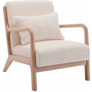 sweeek Fauteuil à bouclettes blanches texturées Beige 65x79x80cm