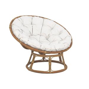 sweeek Fauteuil papasan en rotin avec coussin D113cm Beige 114x73x69cm