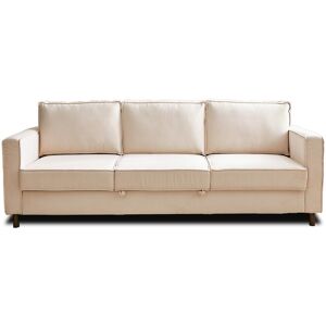 Lisa Design Canapé droit convertible 3 places en velours côtelé beige Beige 220x84x89cm