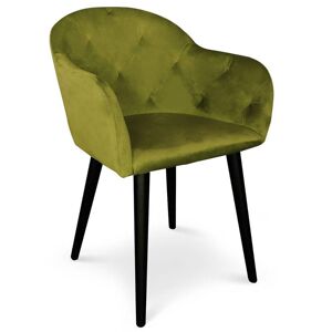 Menzzo Fauteuil velours kaki Vert 58x81x60cm