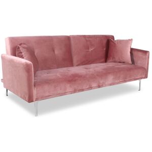 Menzzo Canape convertible clic-clac 3 places velours rose