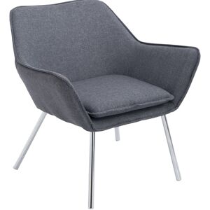 CLP Fauteuil lounge avec accoudoirs assise en tissu Gris fonce