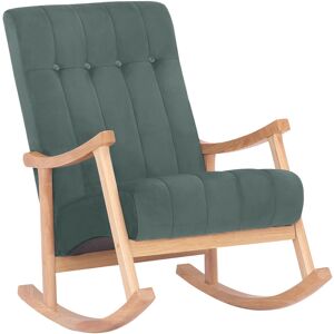 CLP Chaise à bascule avec accoudoirs et assise en velours Nature / Vert Vert 92x98x62cm