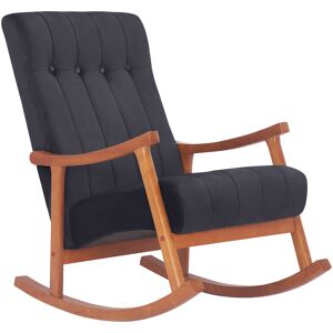 CLP Chaise à bascule avec accoudoirs et assise en velours Noyer / Noir Noir 92x98x62cm