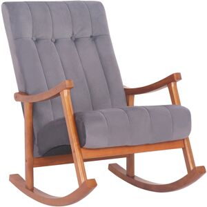 CLP Chaise à bascule avec accoudoirs et assise en velours Noyer / Gris