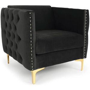 Menzzo Fauteuil velours noir Noir 83x74x70cm